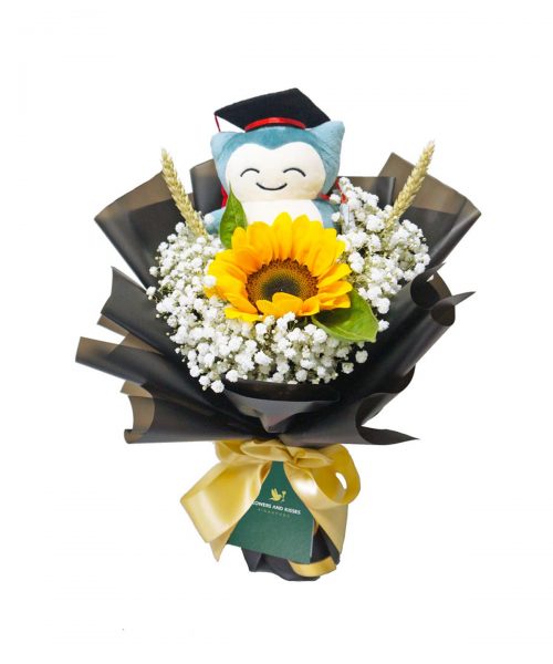 Snorlax Graduation Bouquet | Flowers and Kisses